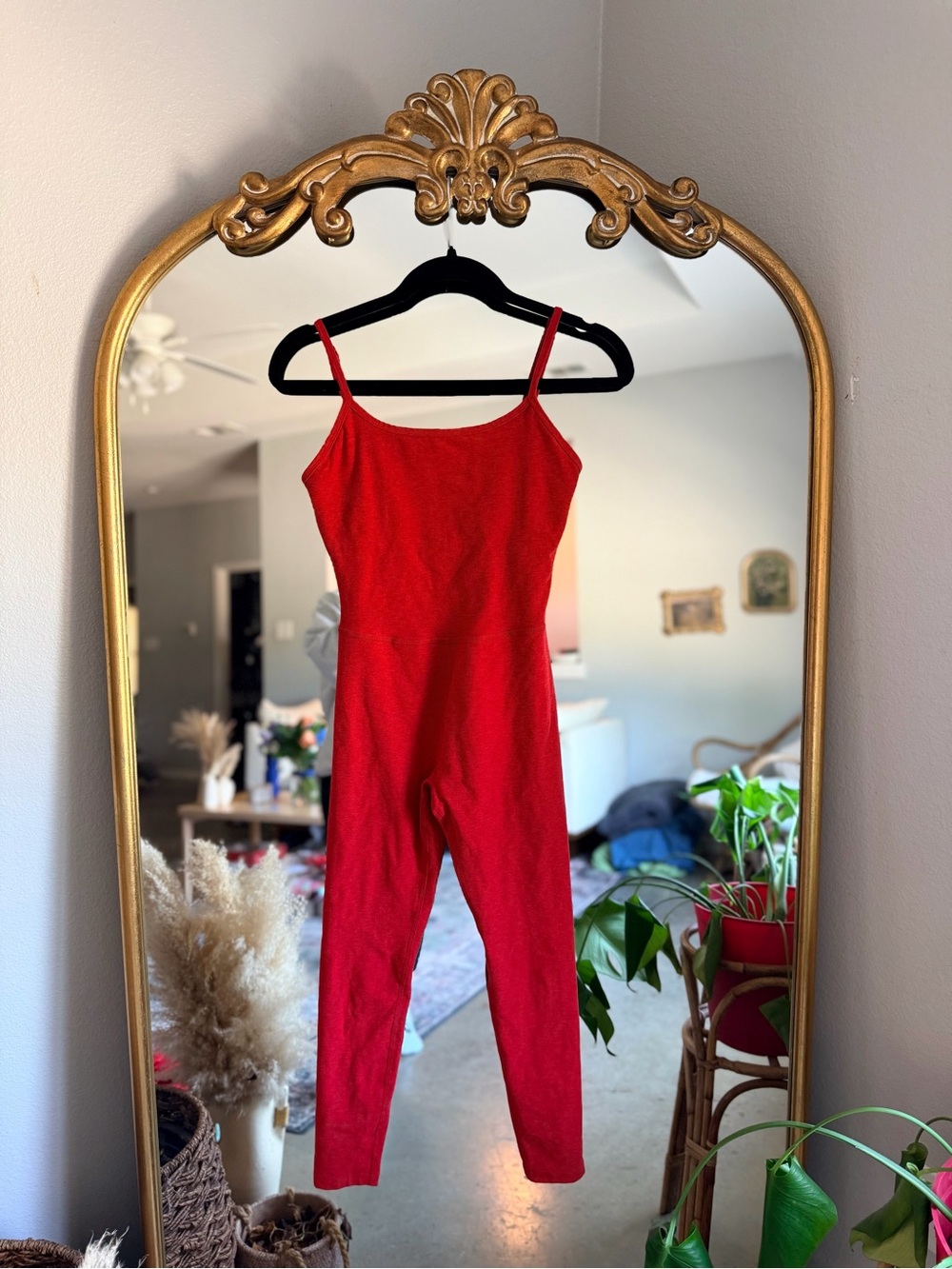 Beyond yoga red space dye jumpsuit small